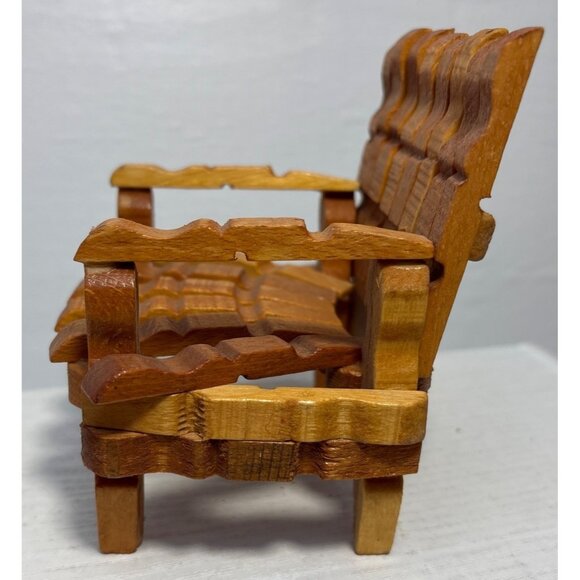 Miniature Wooden Adirondack Chair For Dollhouse Decor Clothes Pins - Picture 4 of 7